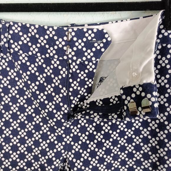 CROWN & IVY Petite Womens Navy Blue White 8P Polka Dot Ankle Dress Pants Stretch - Picture 5 of 11